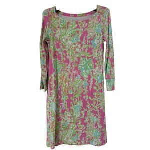 Lilly Pulitzer Small Sophie UPF 50 Flamingo Pink Jersey Tunic 3/4 Sleeves Dress